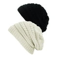 thumbnail image 1 of Womens Knit Beanie Cap Hat (2 PACK), Black/Ivory, 1 of 1