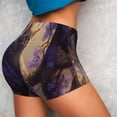 thumbnail image 3 of Picia Purple Flower Lazy Cat Printed Workout Shorts for Women Seamless Scrunch Butt Lifting High Waisted Yoga Gym Booty Running Moisture-wicking Short Pants-X-Large, 3 of 9