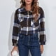thumbnail image 3 of Camisas De Abrigo De Moda, Chaqueta A Cuadros Cómoda Para Mujer, Bolsillo, Versátil, Manga Abullonada De Estilo Corto Para Citas Para Mujer Para Club ANGGREK Otros, 3 of 7