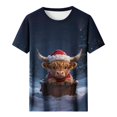 thumbnail image 6 of Axdhxbd Womens Christmas Shirt Cute Highland Cow Graphic Tees Xmas Short Sleeve Crew Neck Tshirts Plus Size Holiday Tops S-5XL, 6 of 7