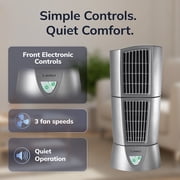 Lasko Wind Tower 14 3-Speed Oscillating, Pivoting Head Tower Desk Fan 4910