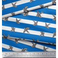 thumbnail image 3 of Soimoi Blue Poly Georgette Fabric Stripe & Flying Swift Bird Decor Fabric Printed Yard 52 Inch Wide, 3 of 3