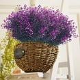 thumbnail image 5 of Artificial Plants, Fake Bell Grass Flowers Plastic Greenery Lifelike Patio Yard Corridor Indoor Outdoor Home Garden Balcony Party Pot Planter Filler Table Arrangement Decoration Green 8 pcs A, 5 of 5