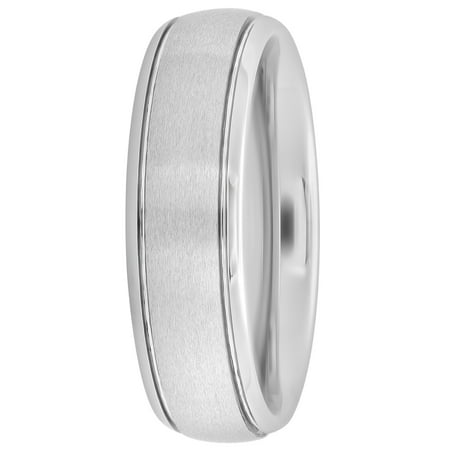 Men’s Tungsten 6MM Grooved Satin Wedding Band - Mens Ring