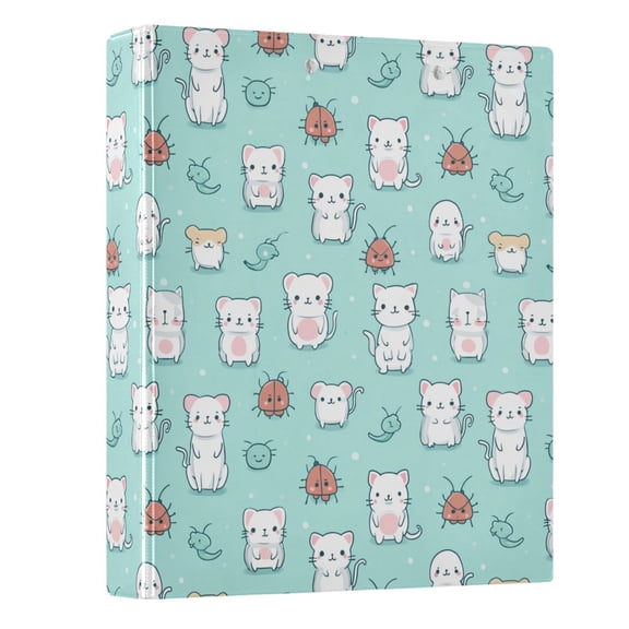 Three Ring Binder Cute Minimalist Cat 1.5 Inch Round Binder D-Rings for Office Supplies and More