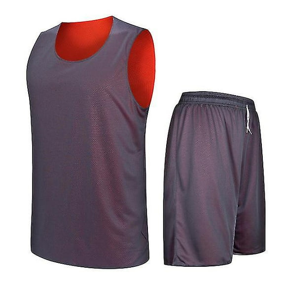 Double-side Design Basketball Jersey Sets Uniforms Diy Customized Sports Clothing Breathable Youth Training Basketball Jerseys Xxxl Gray Orange