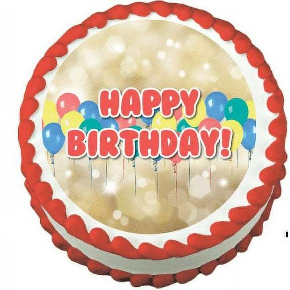 Happy Birthday Balloons Edible Frosting Sheet Photo Image Cake Topper
