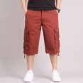 thumbnail image 2 of WERYOUNG Mens Casual Fashion Large Pocket Belt Solid Color Cargo Shorts Cozy Trunks, , 30, 2 of 9