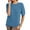Blue, variant on Women's Short Sleeve Knit Tee Round Neck Loose Fit Hem Detail Casual Top