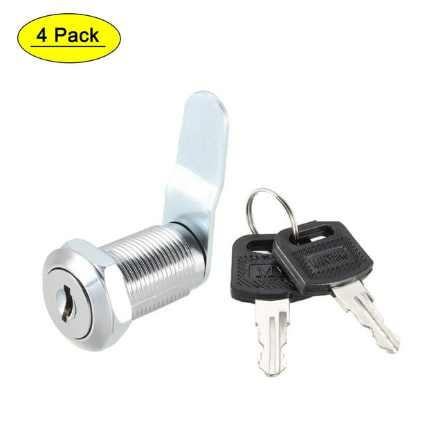 Unique Bargains Cam Lock 30mm Cylinder Long Fit on Max 7/8-inch Panel Keyed Different 4Pcs