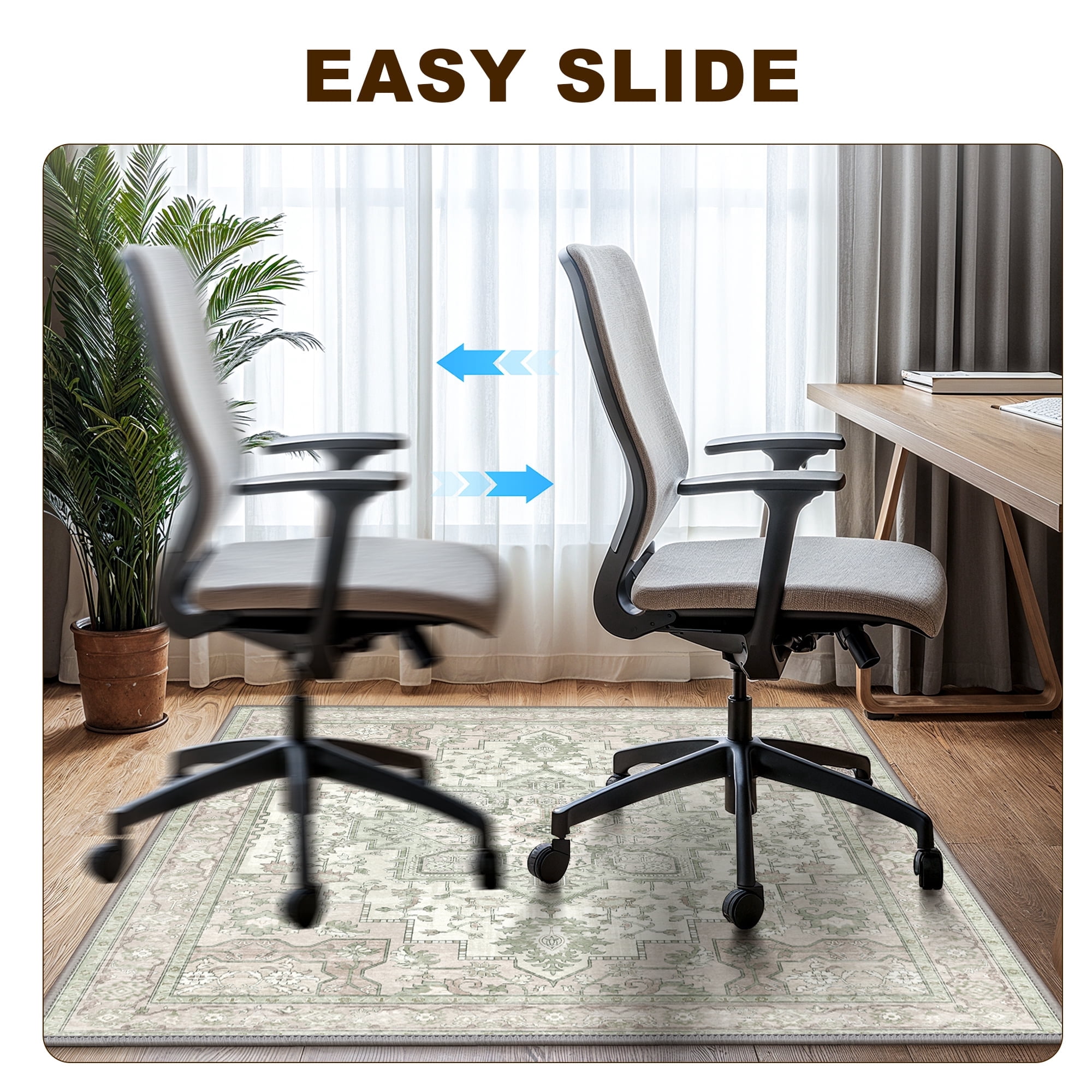 KUETH 36"X 48" Protective Flooring Office Chair Mat for Hardwood Floor and Tile Floor, Heavy Duty Desk Chair Mat for Carpets, Anti Slip Office Floor Mats for Rolling Chairs, Low Pile Under Desk Rug