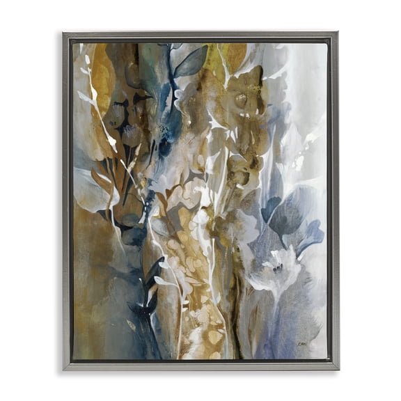 Stupell Industries Bohemian Botanical Layered Sprigs Gray Floating Frame Canvas Art, 17 x 21, by K. Nari