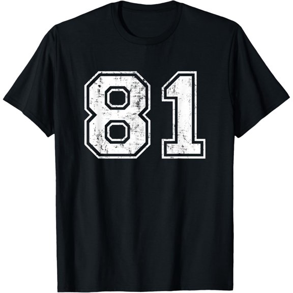 Premium Daily Comfort - Number 81 Distressed Vintage Eighty One Sports Team Practice T-Shirt