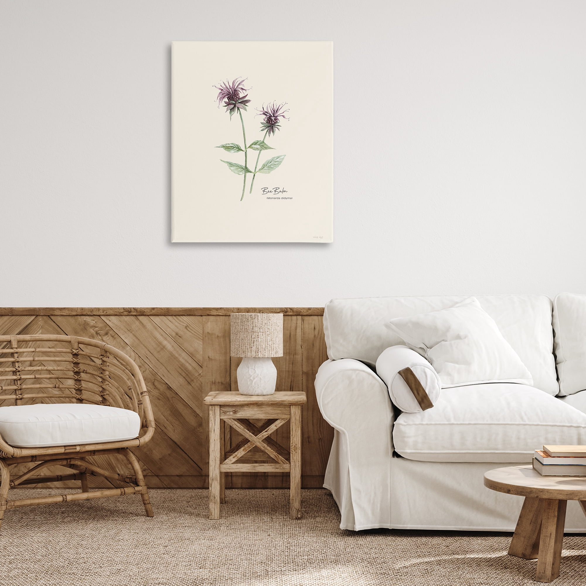 Stupell Industries Bee Balm Herb Botanical & Floral Painting Gallery Wrapped Canvas Art Print Wall Art, 30 x 40