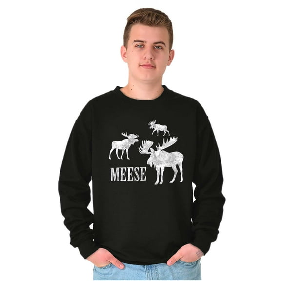Funny Meese Moose Animal Humor Sweatshirt for Men or Women Brisco Brands S