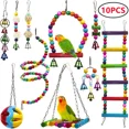 thumbnail image 2 of 15 Pack Extra Large Bird Toys for Parakeet Toys for Bird Cage Accessories Parakeets Swing Chewing Toys, Dinosam Wooden Bird Toys for Cage Parrots Toys, Bird Training Toys, Parrot Hanging Swing, 2 of 13