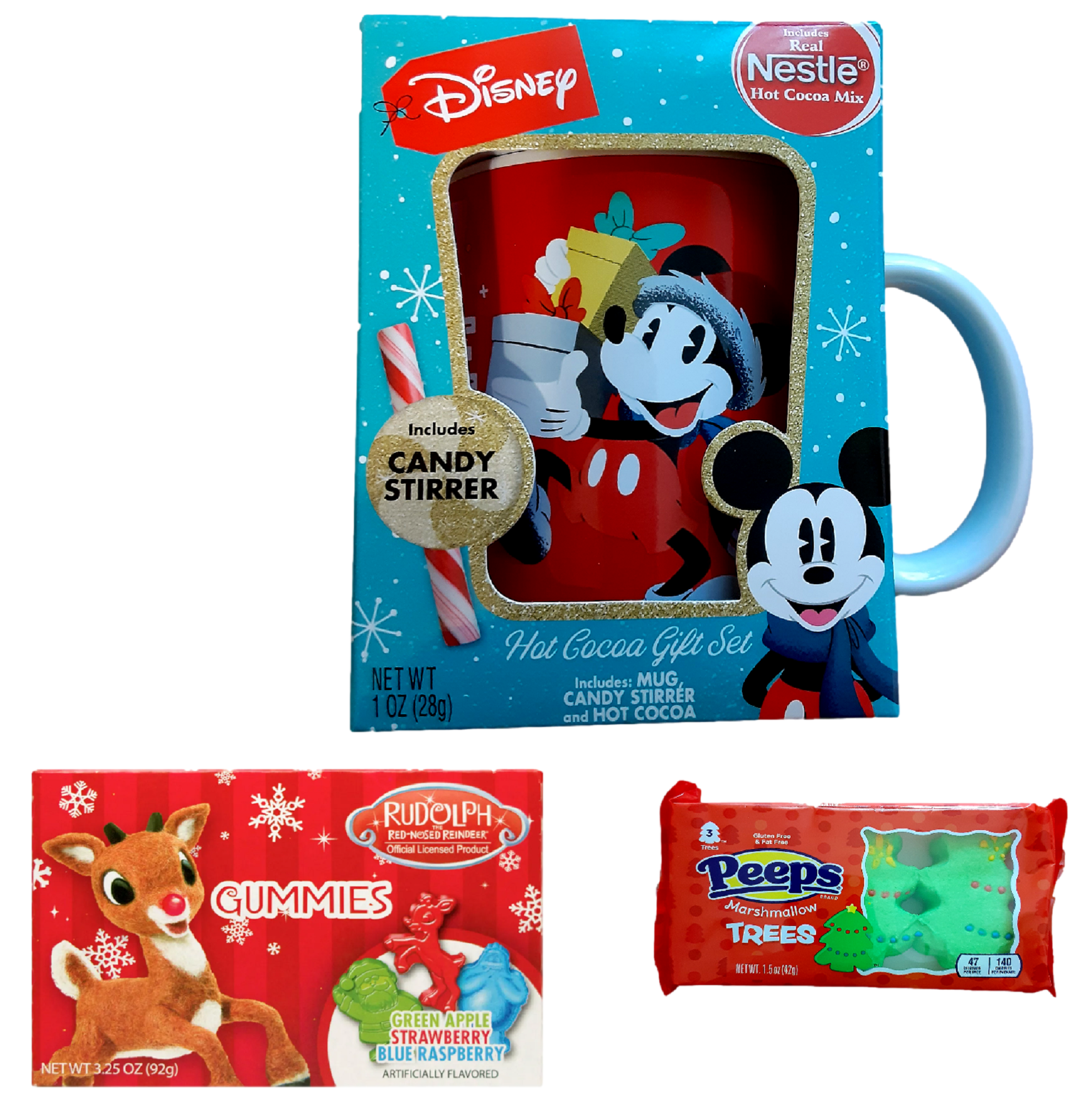Holiday Disney Mickey Mouse Double Handle Mug with Double Chocolate Cocoa Mix Gift Set