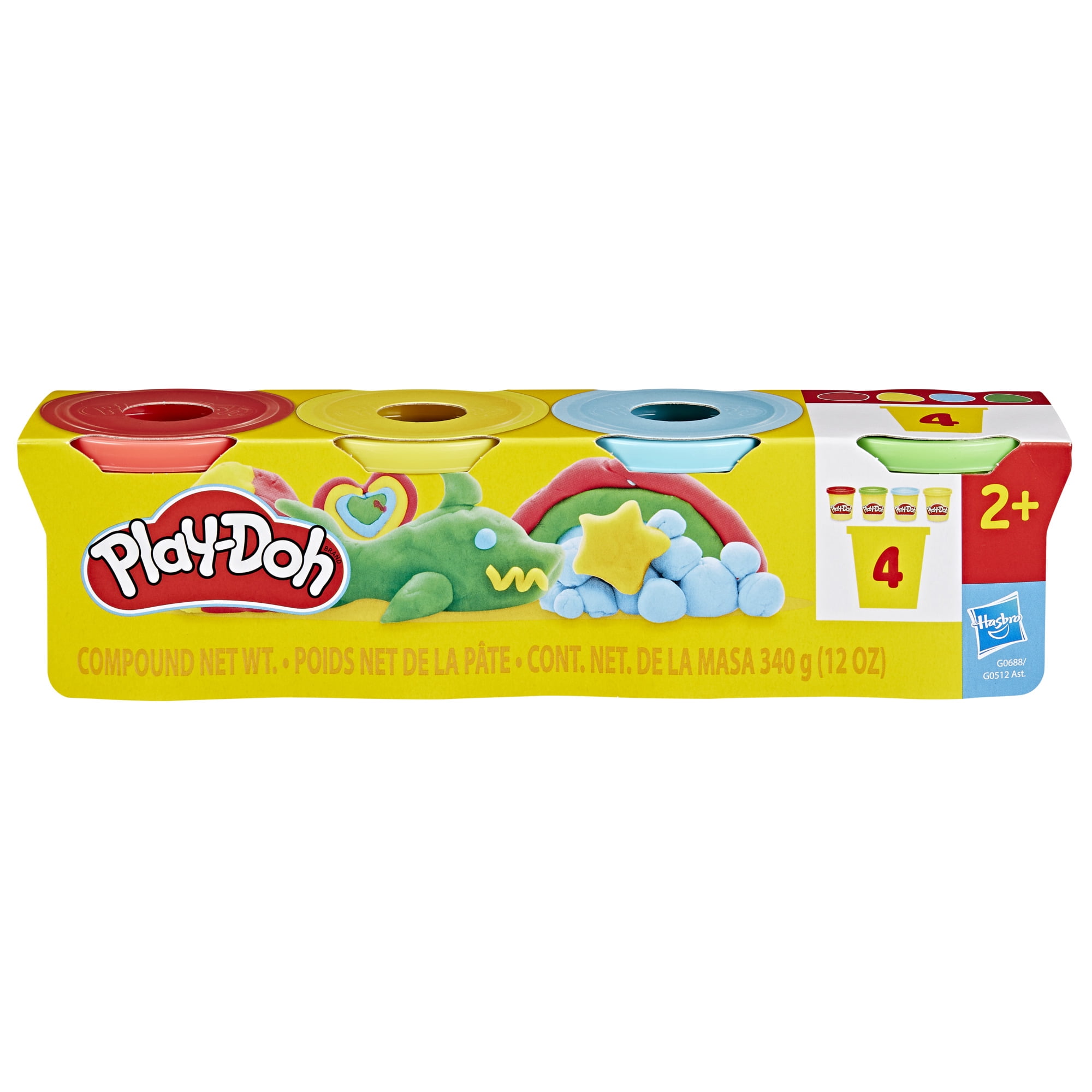 Play-Doh 4-Pack Classic Colors Modeling Compound, 3 oz Cans, Classroom Arts & Crafts for Kids 2+