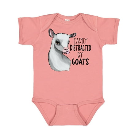 

Inktastic Easily Distracted by Goats Cute Goat Gift Baby Boy or Baby Girl Bodysuit