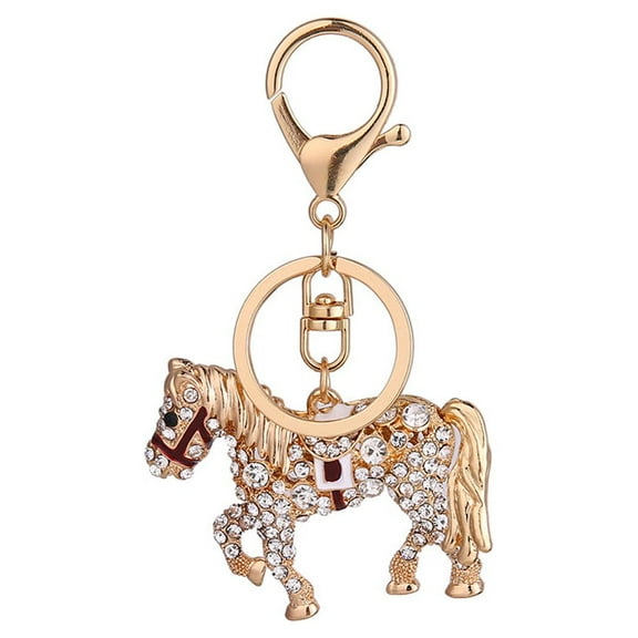 UDIYO Cute Horse Key Ring Chain Rhinestone Pendant Keychain Bag Purse Car Ornament