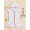 thumbnail image 5 of BemeyourBBs Toddler Terry Cloth Swim Cover Up Baby Boy Girl Swimsuit Wraps Short Sleeve Zipper Hooded Coverup Dress Towel Beach Bathing Suit Swimwear, 5 of 9