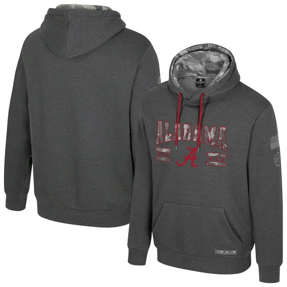 Men's Colosseum  Heather Charcoal Alabama Crimson Tide Operation Hat Trick Squad Hoodie