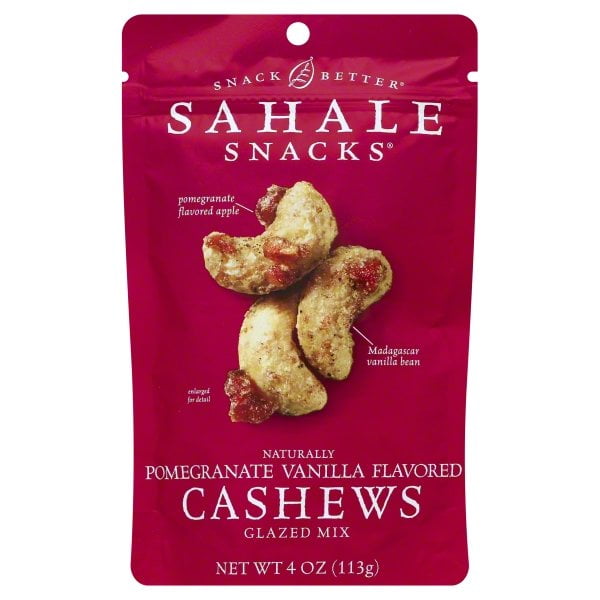 Sahale Snacks Naturally Pomegranate Vanilla Flavored Cashews Glazed Mix, Gluten-Free Snack, 4-Ounce Bag