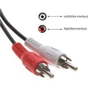 25 Feet 2 RCA Male to Male Audio Cable (2 White/2 Red Connectors)