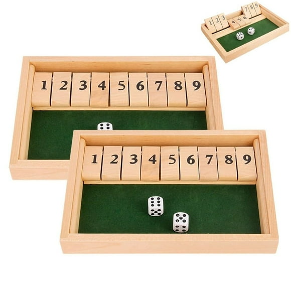 Wooden Dice Game Shut The Door Shut The Box Game Fun Table Math Game for Adults & Kids Close The Box Game 9 Dice Game with 2+ Player Games Board Games Ideal for Game Nigh