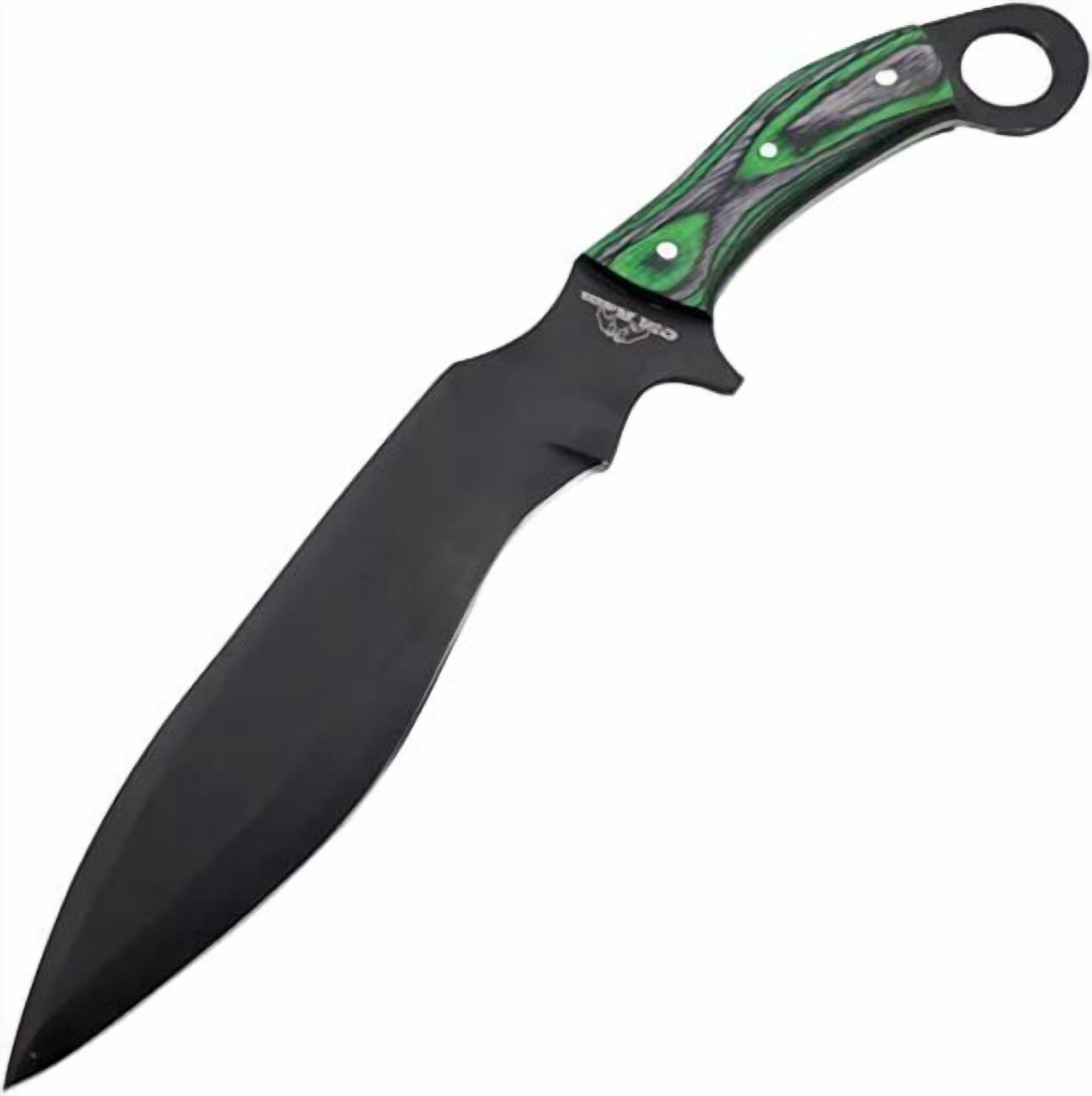 15" Two Tone Frost Wood Kukri Black Hunting Knife with Leather Sheath