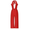 thumbnail image 6 of Lenpel Jumpsuits for Women Fashion Summer Sleeveless Halter Backless Pleated Wide Leg Rompers Party Club Outfits, 6 of 6