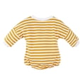 thumbnail image 2 of Salute Newborn Infant Baby Boys Girls Unisex Long Sleeve Stripe Onesie Romper Bodysuit Casual Clothing Outfit Yellow 12-18 Months, 2 of 5