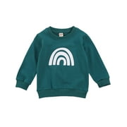Sunisery Toddler Kids Girl Boy Rainbow Sweatshirt Pullover Fall Winter Tops Blouse Indigo 3-4 Years