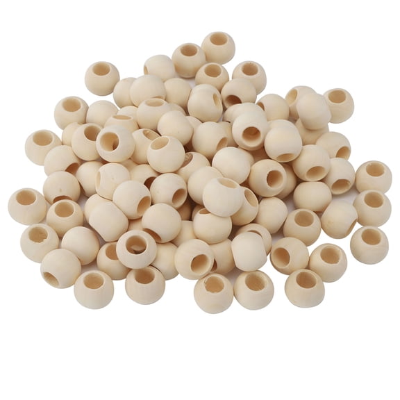 100Pcs Round Natural Wooden Beads for Crafts 20mm Large Hole Ball Spacer Beads for DIY Jewelry Making Necklace Bracelet Home Garland Decor 0.8 inches