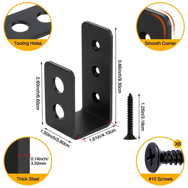 Riuog Barra De Seguridad Para Puerta, Soportes De Barricada De Puerta Resistentes Para Madera De 2 X 4, Soporte De Barra Abierta De Acero En U Para Seguridad De Puertas Interiores
