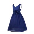 thumbnail image 2 of Manyakai Kids Sleeveless Flower Girl Dress V-Neck Ruched Chiffon Wedding Party Formal Ball Gown Navy Blue 4, 2 of 7