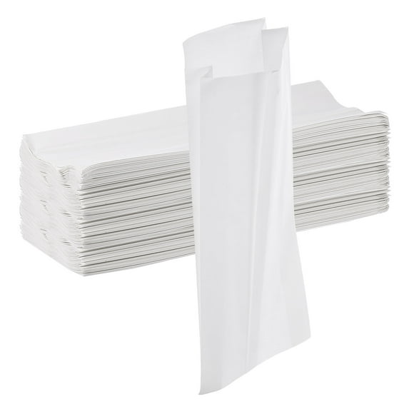 Uxcell 200Pcs Bolsas de Papel Kraft para Sándwich, 9.1 x 3.5 Pulgadas Bolsas de Papel para Galletas a Prueba de Grasa, Blancas