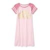 Short sleeve raglan 'princess' crown graphic pajama nightgown (little girls & big girls)