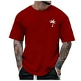 thumbnail image 1 of T-shirts pour Hommes Été Plage Imprimé Petit Arbre Blouse Manches Courtes Col Rond Hauts pour Tenue Décontractée, 1 of 4