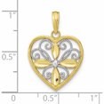 thumbnail image 2 of 10K Yellow With Rhodium Beaded Filigree Fashion Heart Charm Made In United States 10k9486, 2 of 5