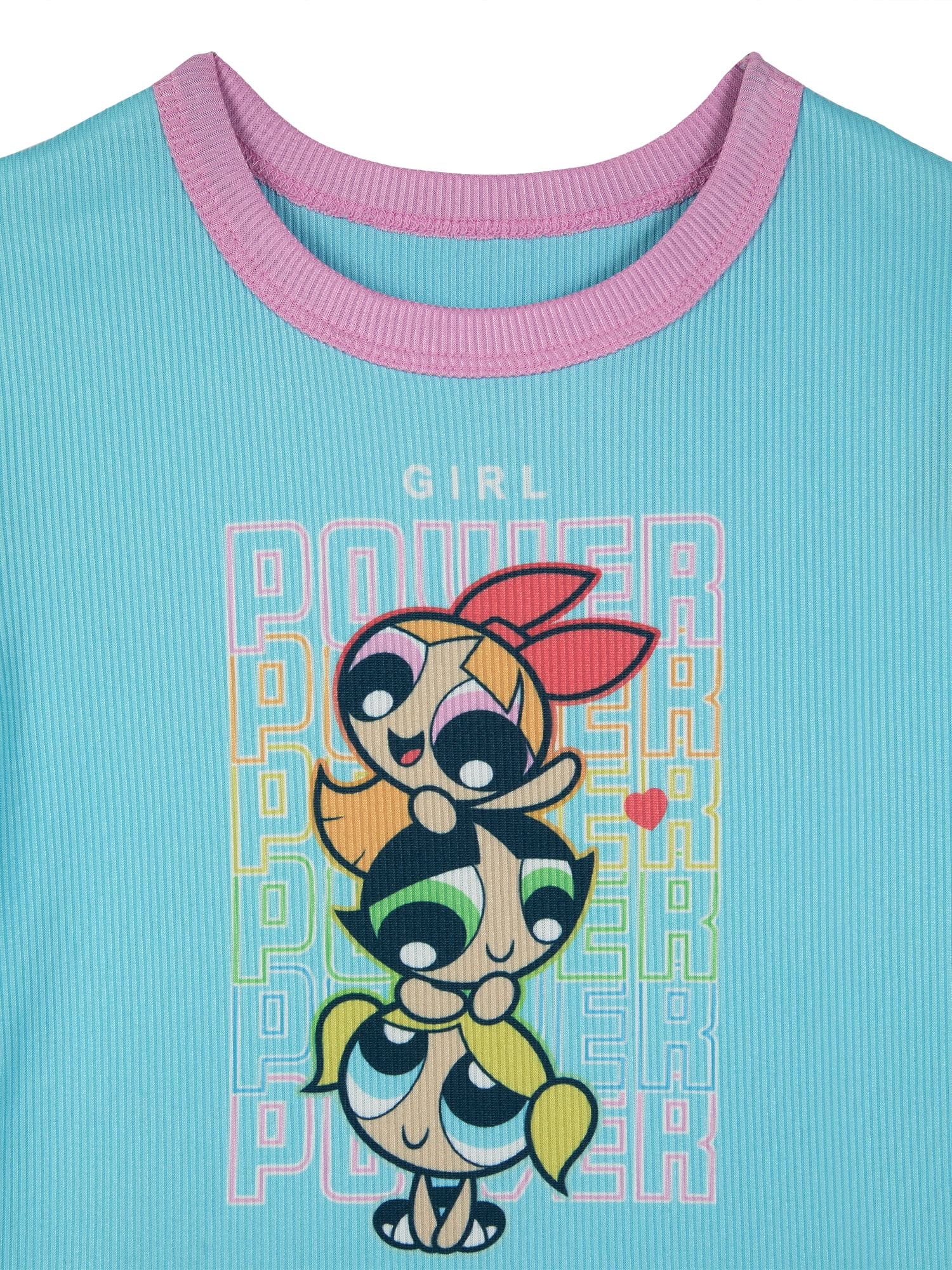 Powerpuff Girls Girls Short Sleeve Snug Fit Sleep Top and Shorts Pajama Set, 2-Piece, Sizes 4-10