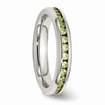 thumbnail image 4 of Stainless Steel 4mm August Light Green CZ Ring Size: 8; for Adults and Teens; for Women and Men, 4 of 6