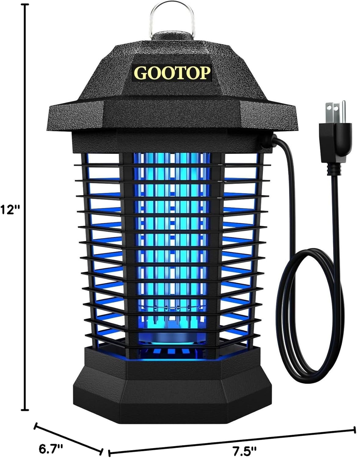 ZJQYDS Bug Zapper Outdoor, Mosquito Zapper, 3 Prong Plug in Electric Fly Zapper, Mosquito Killer, Fly Traps, Flying Insects Zapper Indoor Outdoor, 4200V, ABS Plastic Outer (Black)