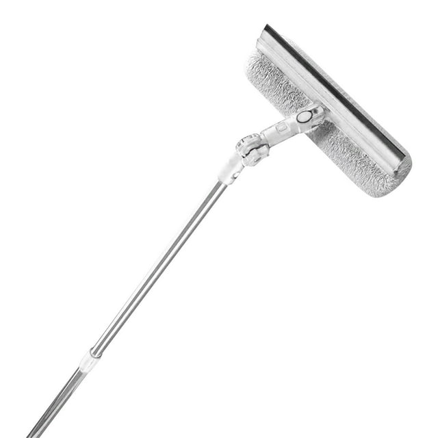 47in Window Squeegee with Extension Pole, 4-in-1 Telescopic Window Cleaner Tool with 2-Stage Telescoping Pole, Window Cleaning Kit with 12-16in Pole & Microfibre Cloths & Blade & Angle Adapter(White)