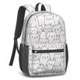 thumbnail image 2 of Gray and White Cat White Pattern 17" Waterproof Oxford School Backpacks for Teens, S-Shape Padded Straps, for School, Travel, Hiking, Camping, 2 of 5