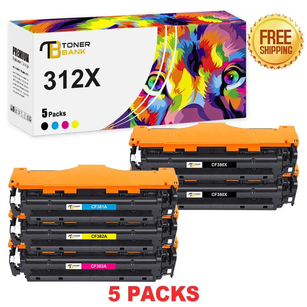 Toner Bank 5Pack Compatible Toner Cartridge for HP CF380X 312X
