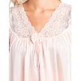 thumbnail image 3 of Casual Nights Women's Fancy Lace Neckline Silky Tricot Nightgown - Coral - Large, 3 of 4