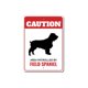 thumbnail image 1 of Señal de metal de precaución con el nombre de Spaniel de campo patrullado, para perrera, raza de perro, tamaño de pata canina: 8 x 12 pulgadas, 1 of 4