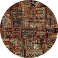 thumbnail image 1 of Ahgly Company Indoor Round Abstract Dark Gold Brown Patchwork Area Rugs, 4' Round, 1 of 6