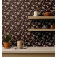 thumbnail image 4 of S4sassy Removable Nature-inspired Waterproof Wall Wrap, Textured Finish Wallcover, Minimal Floral Vine Contact Paper for Wallss, Dresser, Self Adhesive Vinyl Wallpaper Roll - Brown (25"x240"), 4 of 9